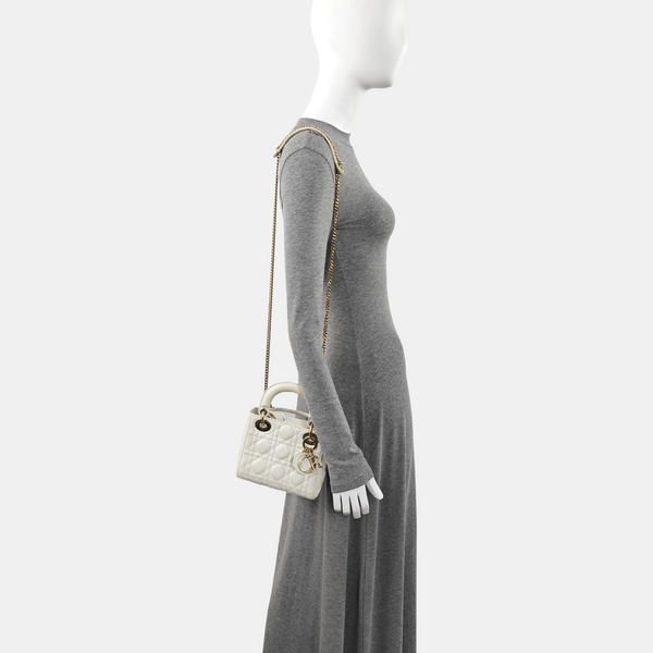 Lady Dior Mini Cannage Lambskin White