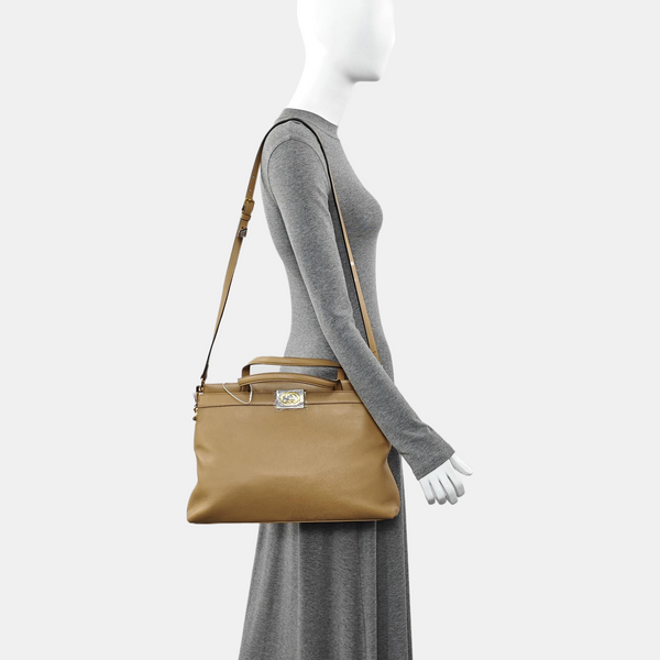 Lambskin Tote Bag Medium Brown