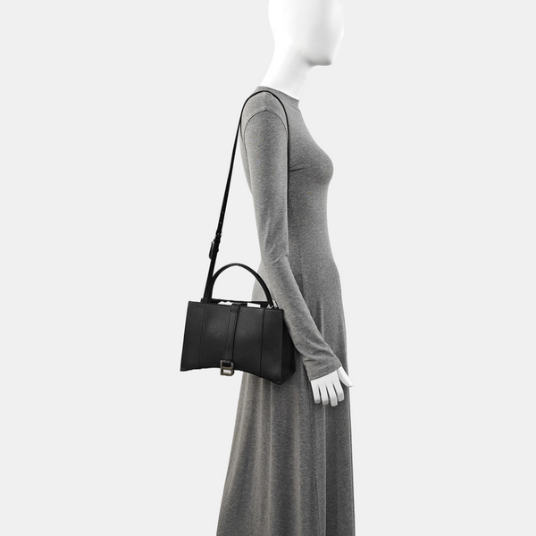 Hourglass East West Tote Small Calfskin Black