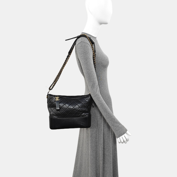 GABRIELLE Medium Quilted Calfskin Black