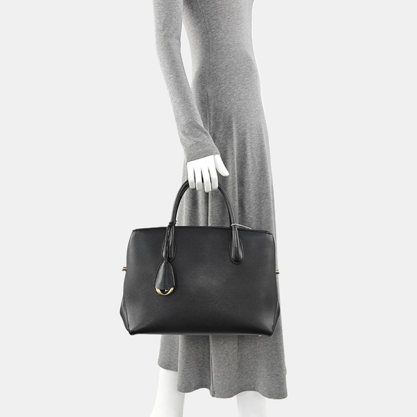 Calfskin Top Handle Bag Black