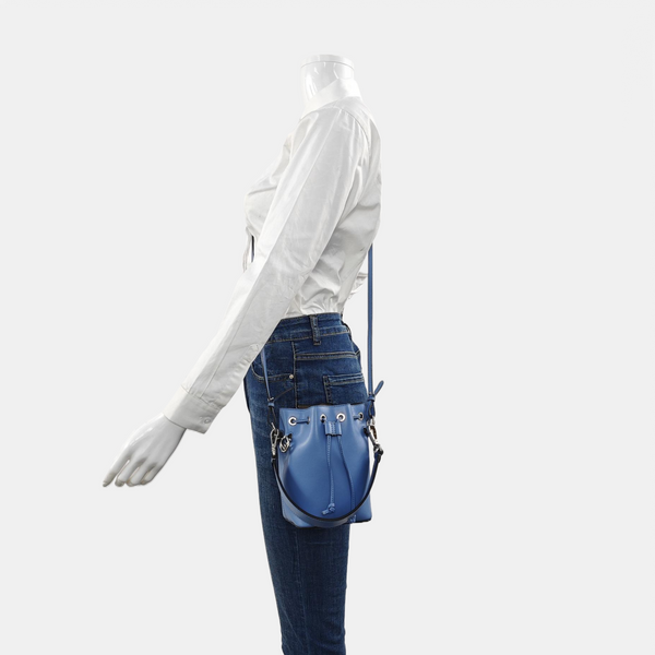 Authenticated pre-owned Mon Tresor Mini Calfskin Blue - Bucket Bag at Looply