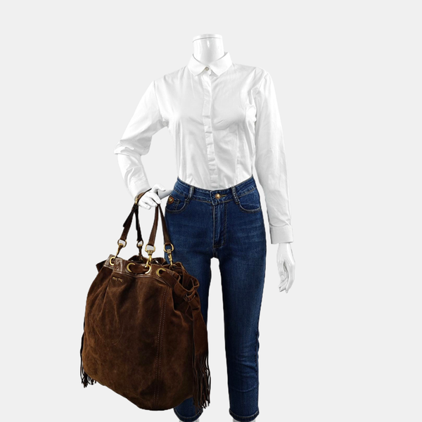 Suede Bucket Bag Brown