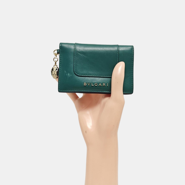 SERPENTI FOREVER Calfskin Green Card Holder