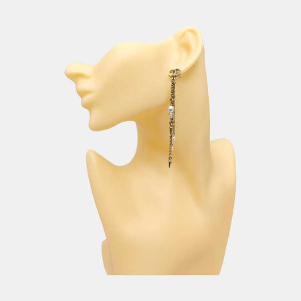 CC Logo Metal Gold Stud Earrings