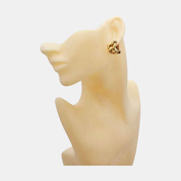 Twist Round Metal Gold Clip On Earrings