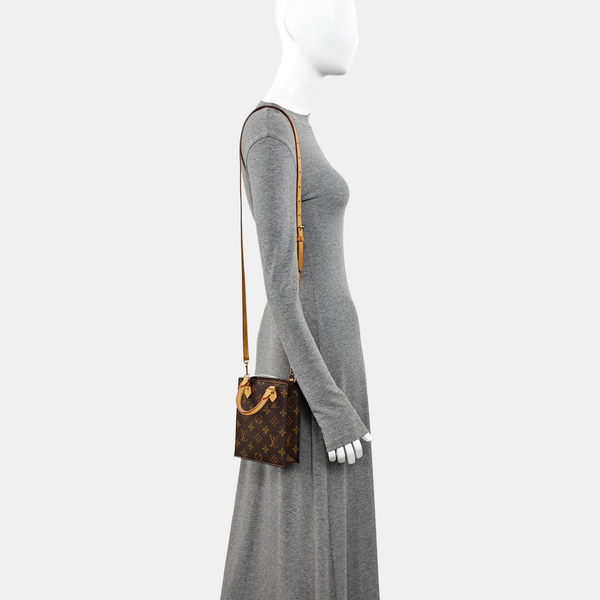 SAC PLAT Mini Monogram Coated Canvas Brown