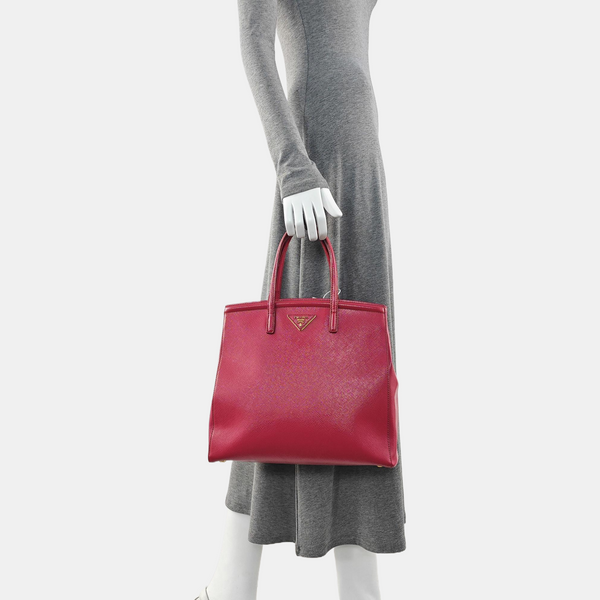 Saffiano Calfskin Top Handle Bag Red