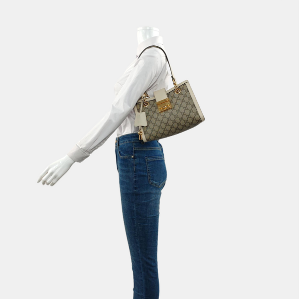 Padlock Small Monogram Coated Canvas Beige