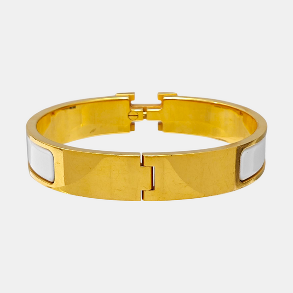 Clic H Metal White Bangle