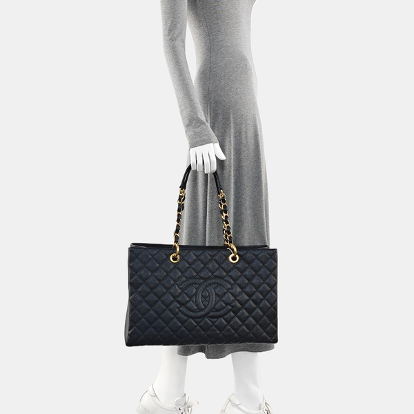 CHANEL GST Extra Large Quilted Grained Calfskin Black