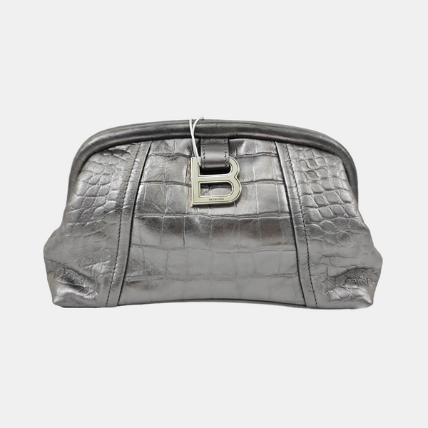 Calfskin Clutch Extra Small Silver
