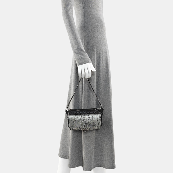 Lambskin Top Handle Bag Silver