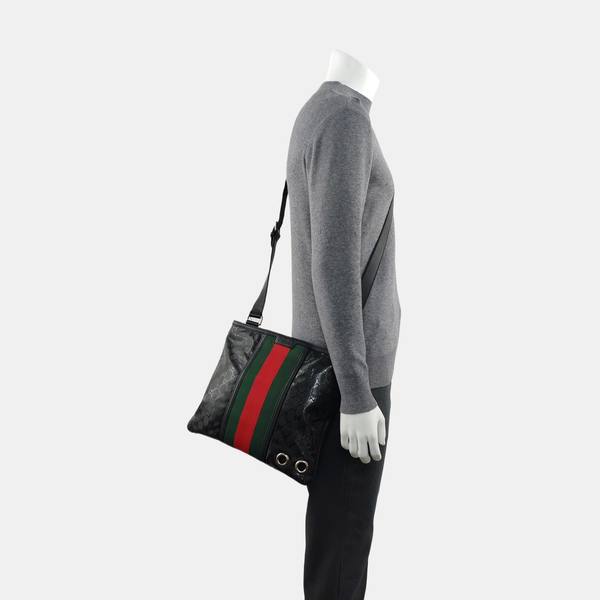 Monogram Coated Canvas Crossbody Bag Black