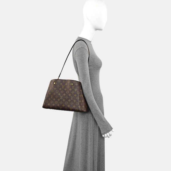 MONTAIGNE MM Monogram Coated Canvas Brown
