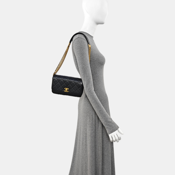 Quilted Calfskin Shoulder Bag Black