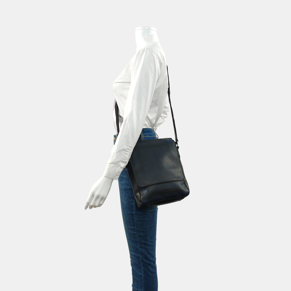 Coated Canvas Crossbody Bag Black