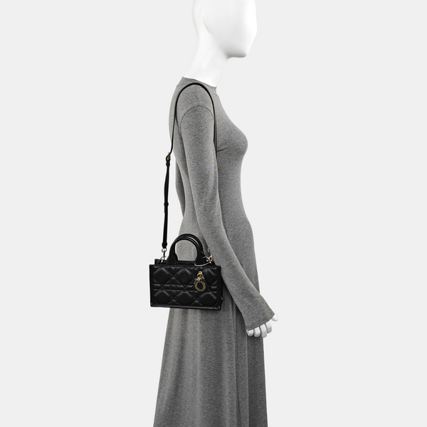 Lady D-Joy Mini Cannage Calfskin Black