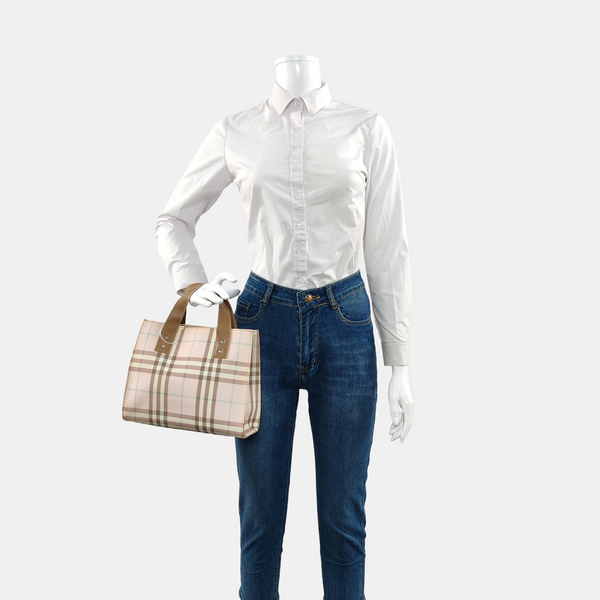 Coated Canvas Top Handle Bag Pink