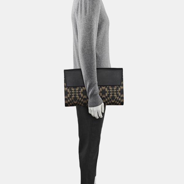 Monogram Coated Canvas Clutch Beige