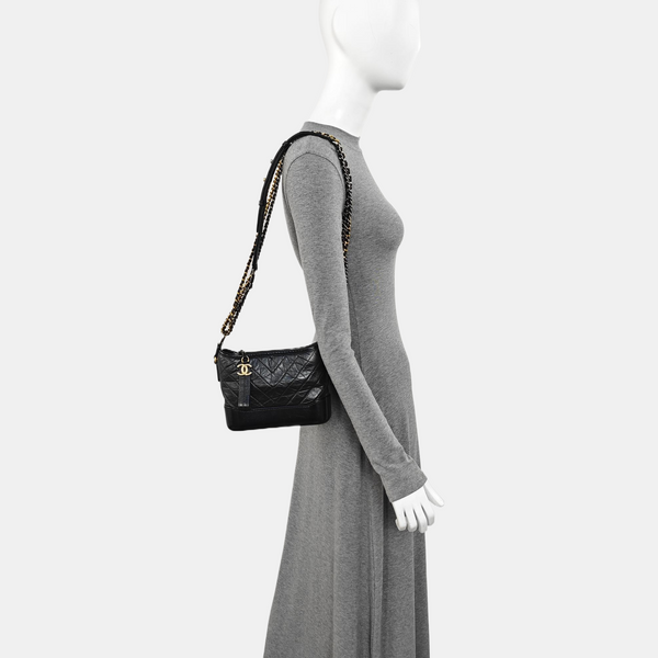 GABRIELLE Small Quilted Calfskin Black