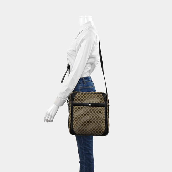 Coated Canvas Crossbody Bag Beige