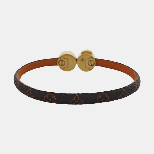 HISTORIC MINI MONOGRAM Leather Brown Bangle