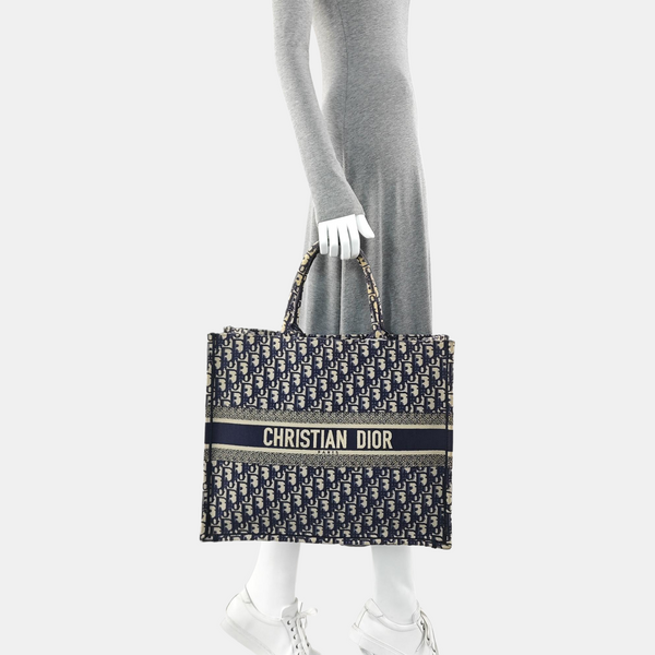 Book Tote Large Oblique Canvas Blue
