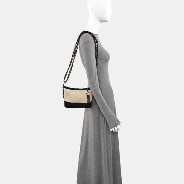 GABRIELLE Small Quilted Calfskin Beige