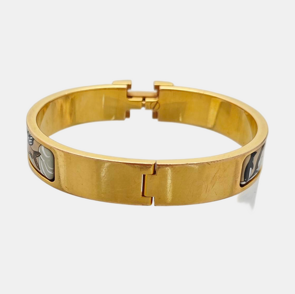 Authenticated pre-owned Clic H Gold Tone Metal Gold Plated Enamel Gold Bracelet - Bracelet at Looply