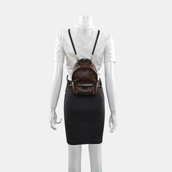 Authenticated pre-owned PALM SPRINGS Mini Monogram Coated Canvas Brown - Backpack at Looply