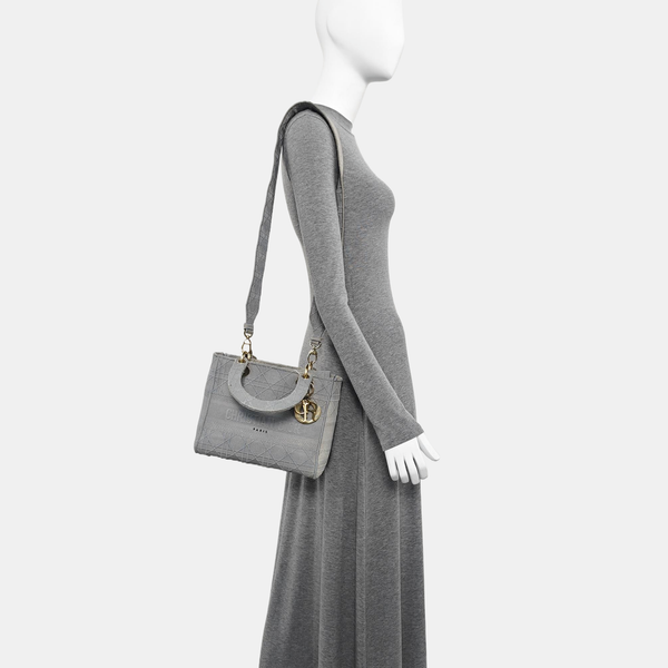 Lady D-Lite Medium Cannage Canvas Gray