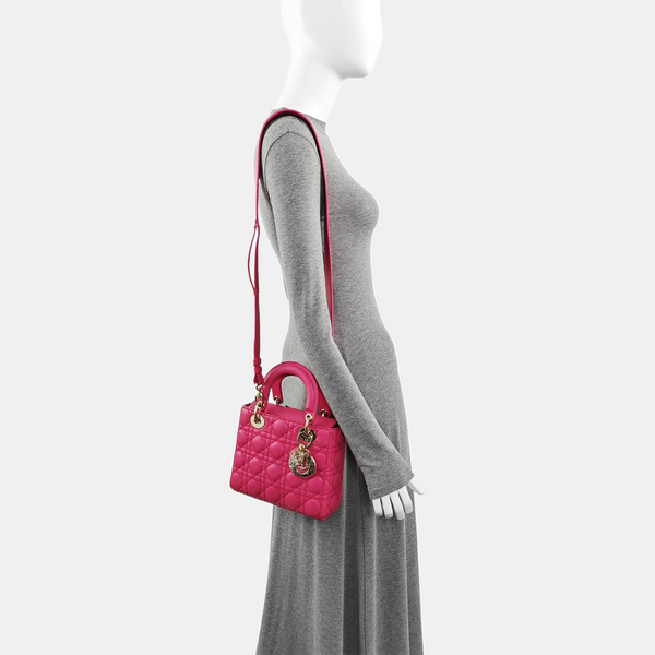 Lady Dior Small Cannage Lambskin Red