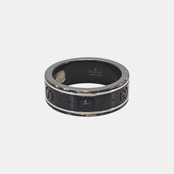 Icon 18k White Gold Black Ring EU 53