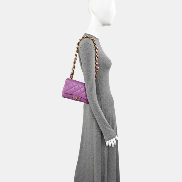 Quilted Lambskin Shoulder Bag Purple