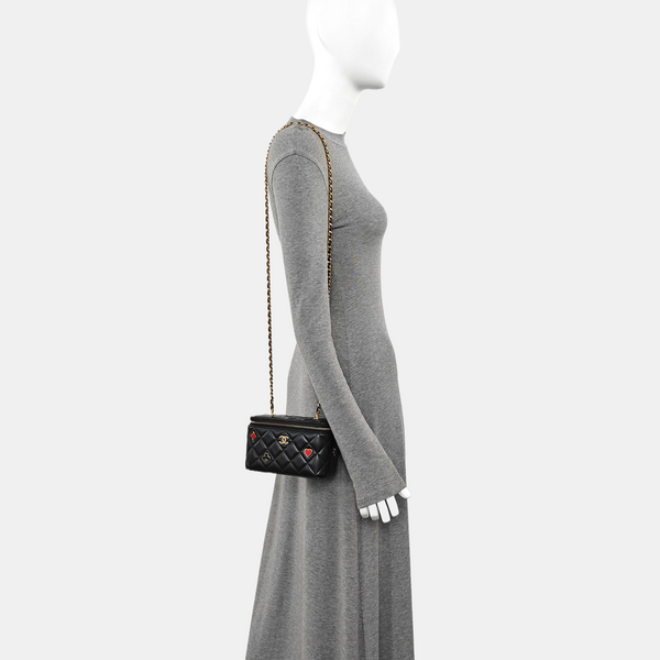 Quilted Lambskin Shoulder Bag Black