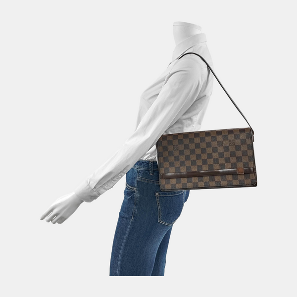 TRIBECA Damier Ebene Coated Canvas Brown
