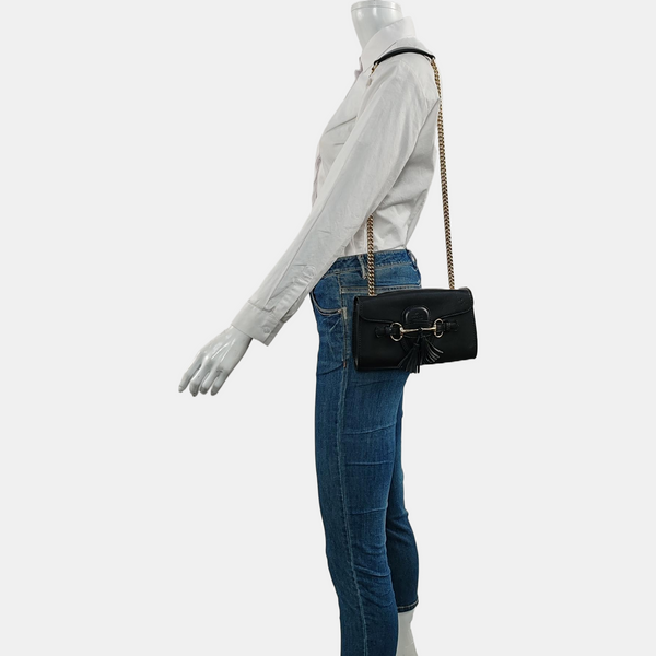 Emily Chain Calfskin Black