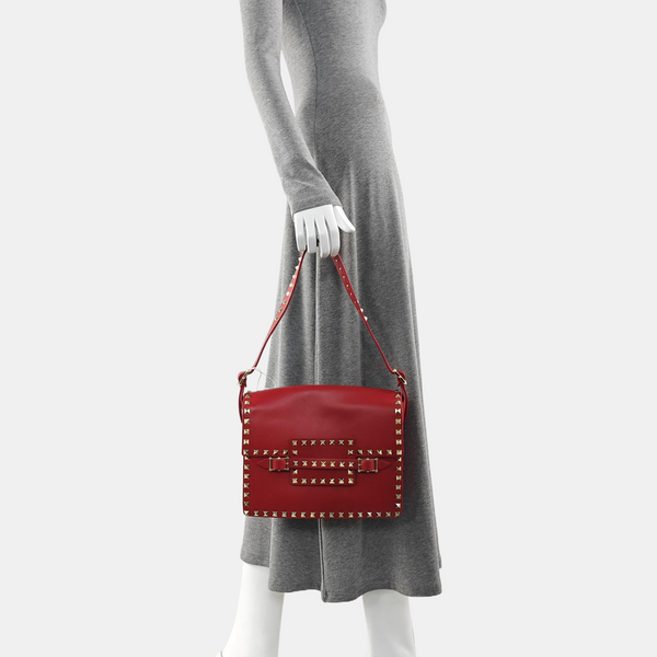Rockstud Calfskin Red