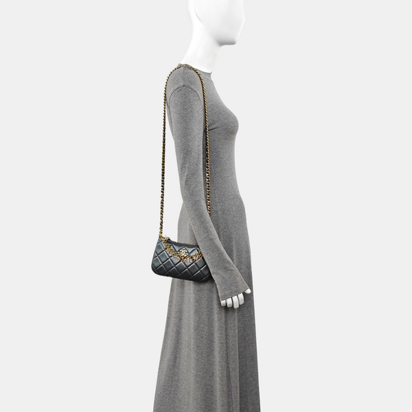 Quilted Lambskin Shoulder Bag Gray