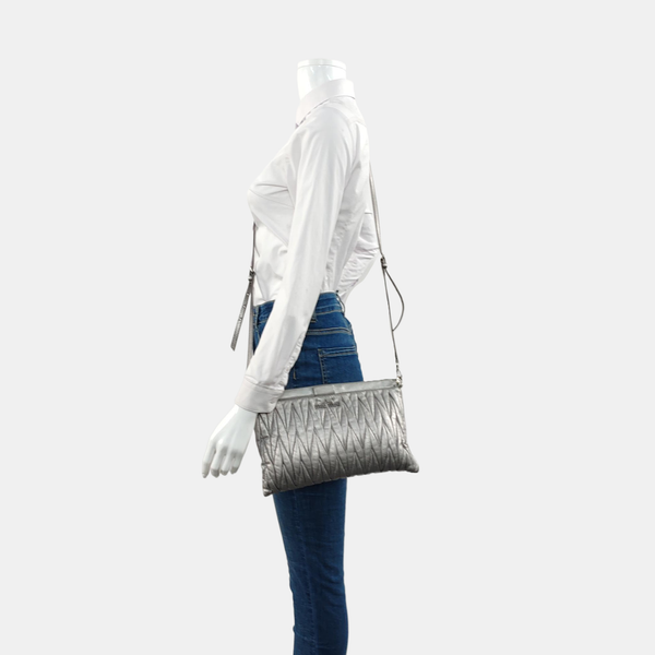 Quilted Lambskin Shoulder Bag Silver