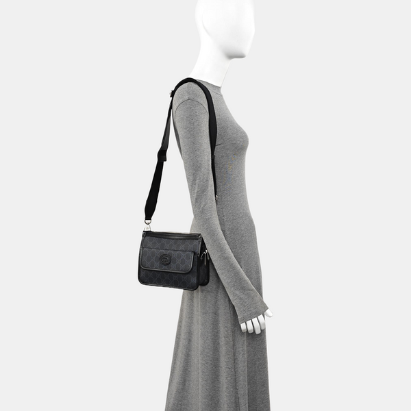 Monogram Calfskin Shoulder Bag Small Black