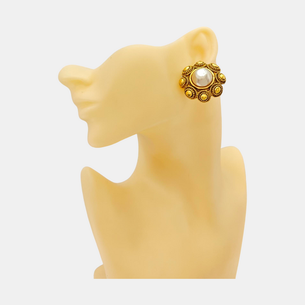 Metal White Clip On Earrings