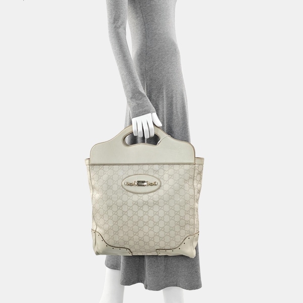 Monogram Calfskin Top Handle Bag White