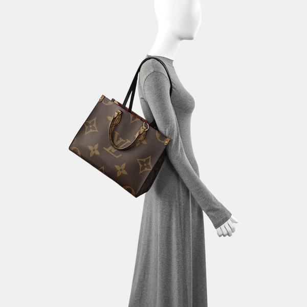Authenticated pre-owned ONTHEGO MM Monogram Coated Canvas Brown - Tote Bag at Looply