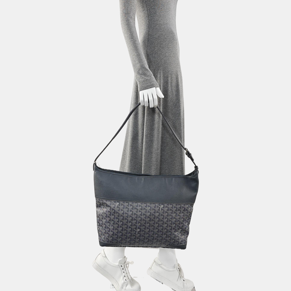 Coated Canvas Shoulder Bag Blue
