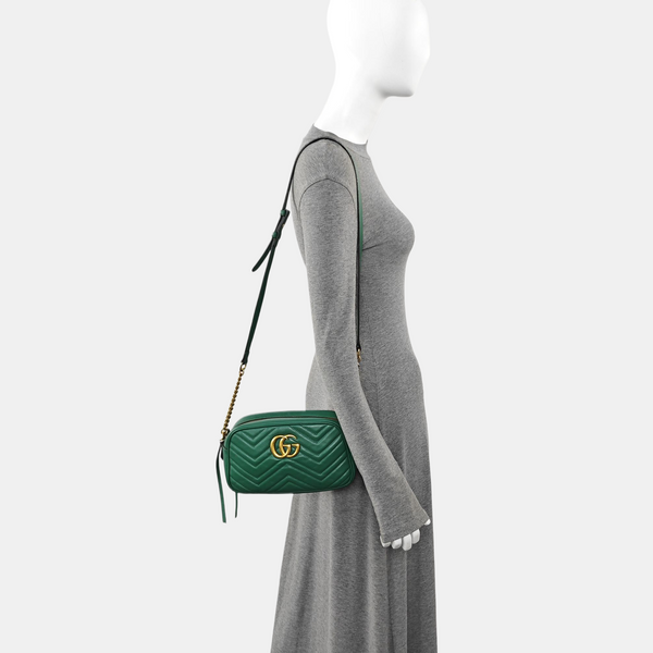 GG Marmont Small Quilted Calfskin Green