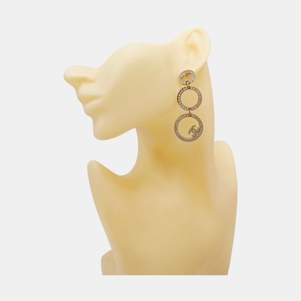 CC Logo Metal Pink Stud Earrings