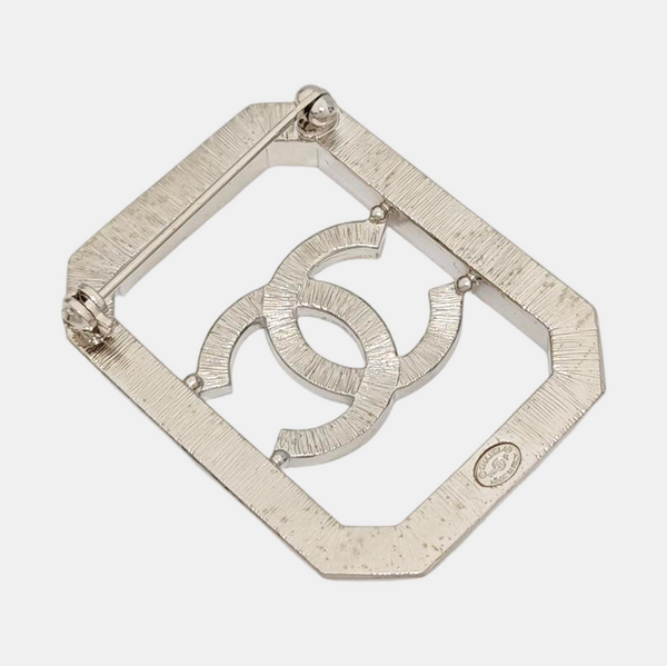 CC Logo Metal Silver Brooch