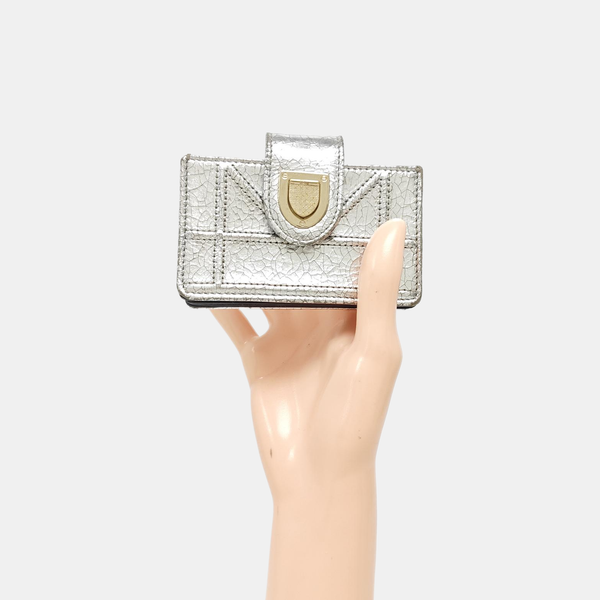 Diorama Cannage Calfskin Silver Wallet